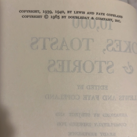 Other 1000 Jokes Toasts Stories Lewis And Faye Copeland Vintage Joke